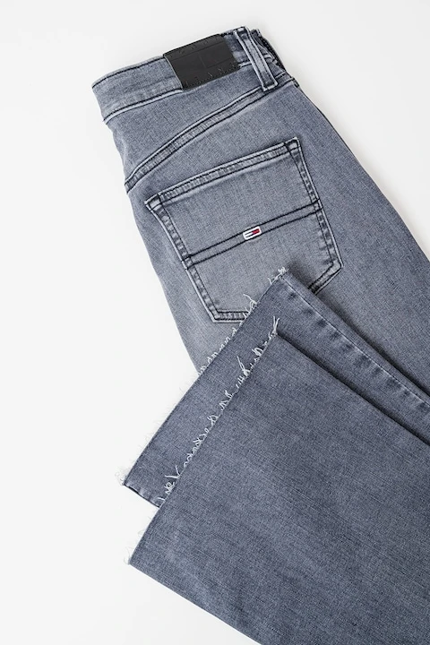 Tommy Jeans, Blugi evazati cu talie inalta Sylvia, Gri inchis
